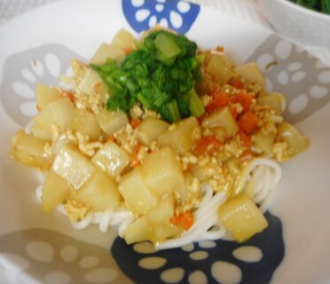 カブとひき肉のカレーそぼろあんかけうどん